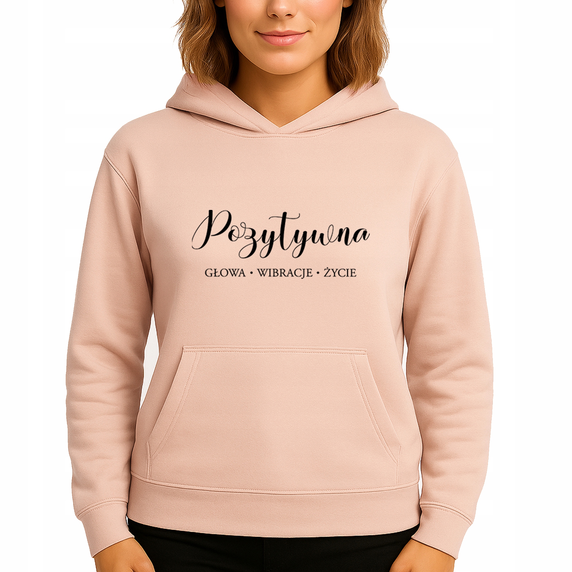 Mikina S Kapucí Broskvová Hoodie Bavlněná Módní Pozitivní S