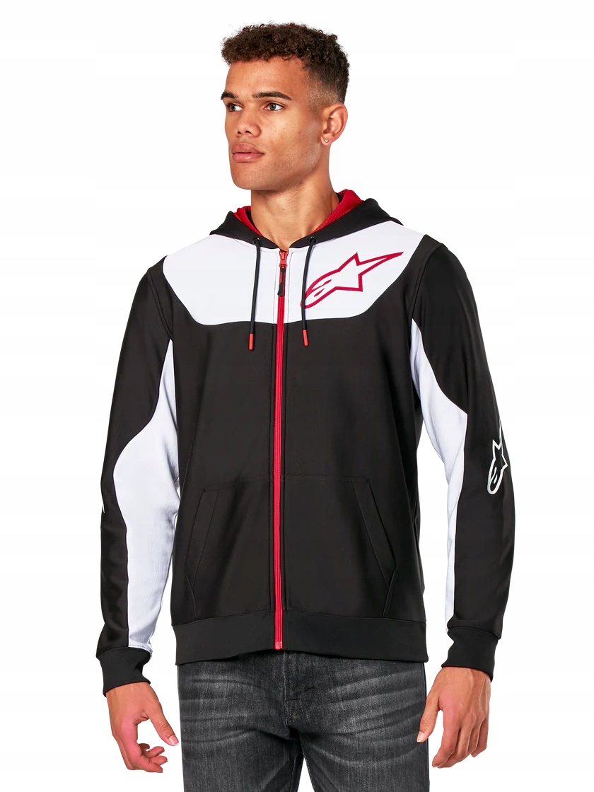 Mikina s kapucňou Alpinestars Sessions V3 čierna/biela/červená M