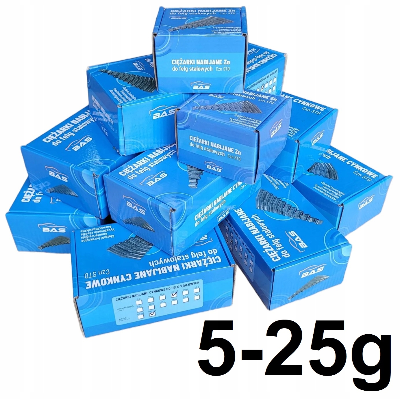 Sada napichovacích závaží Bas 5-25 g Zinok na oceľové disky 500 x