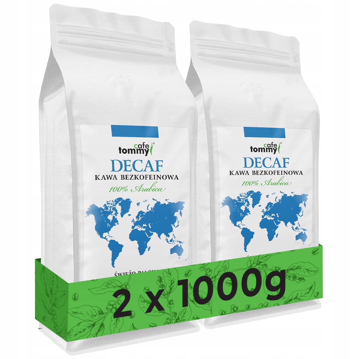 Káva zrnková 2x1kg Bez Kofeinu 100% Arabica Čerstvě pražená Brazílie Decaf