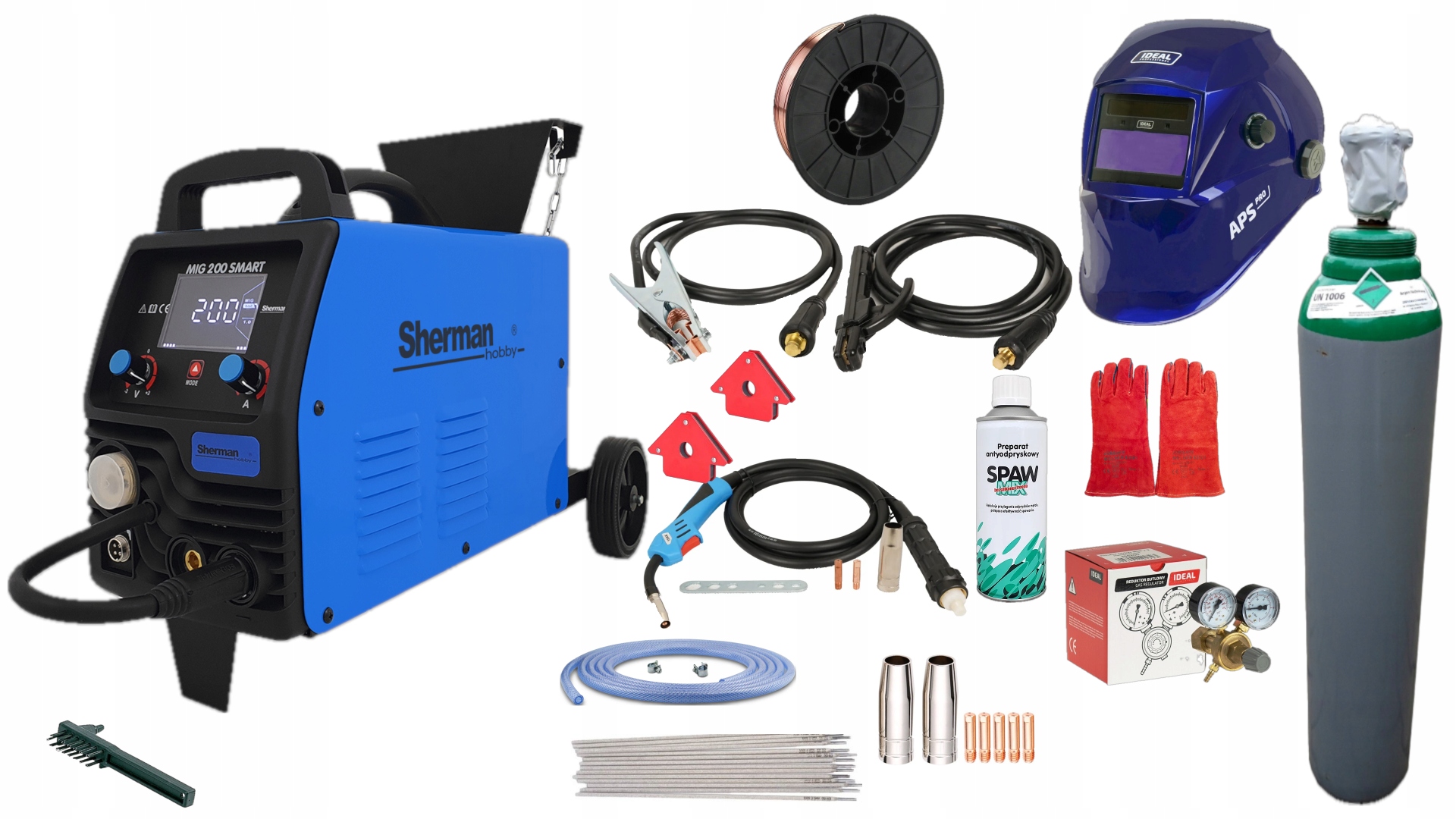 Spawarka półautomat Migomat Sherman Mig Smart 200 podwozie synergia Zestaw