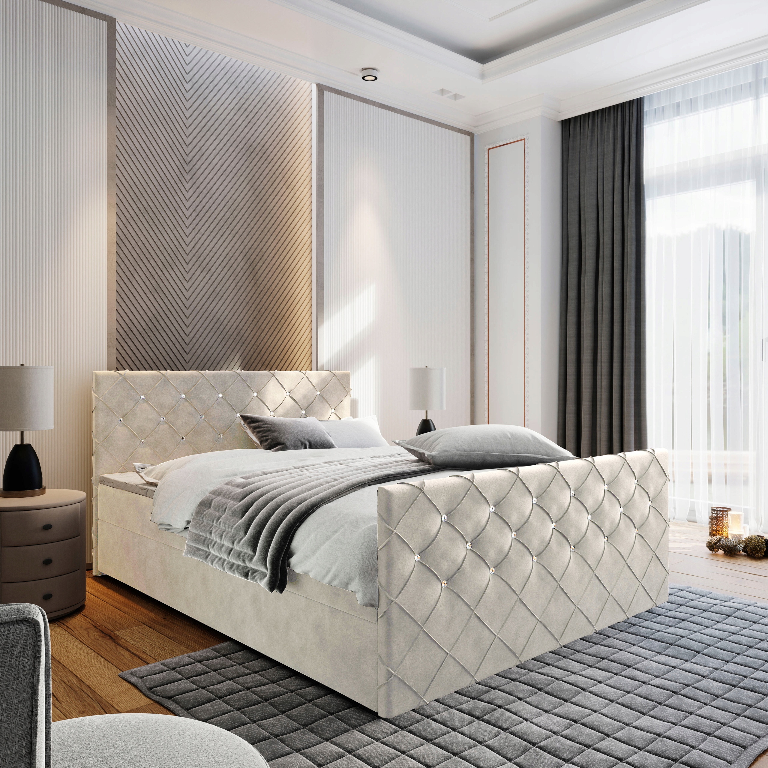 Kontinentální postel Mandi 180 s úložným prostorem matrace Bonell luxusní Velká
