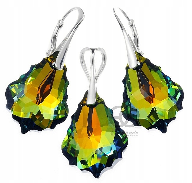 Komplet Náušnice Přívěsek Krystaly Sahara Certifikát Stříbro Akce!