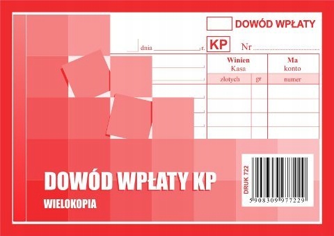 

Druk Kp Dowód wpłaty A6 wielokopia bloczek 80 kart