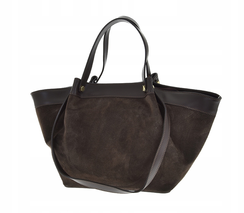 Kabelka Vera Pelle shopper přírodní semišová kůže tmavě hnědá