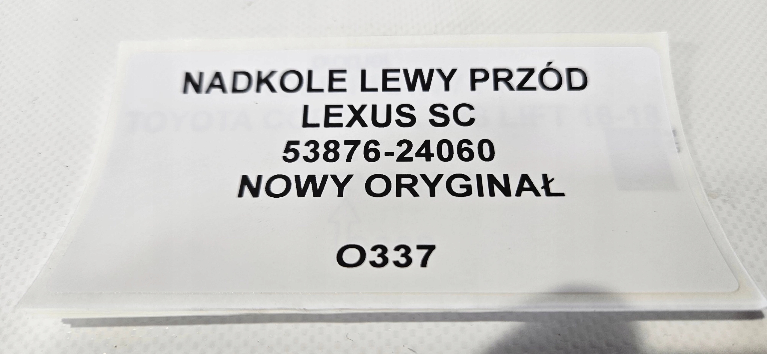 NADKOLE LEWY PRZÓD LEXUS SC 53876-24060 ORYGINAŁ Wersja Europejska