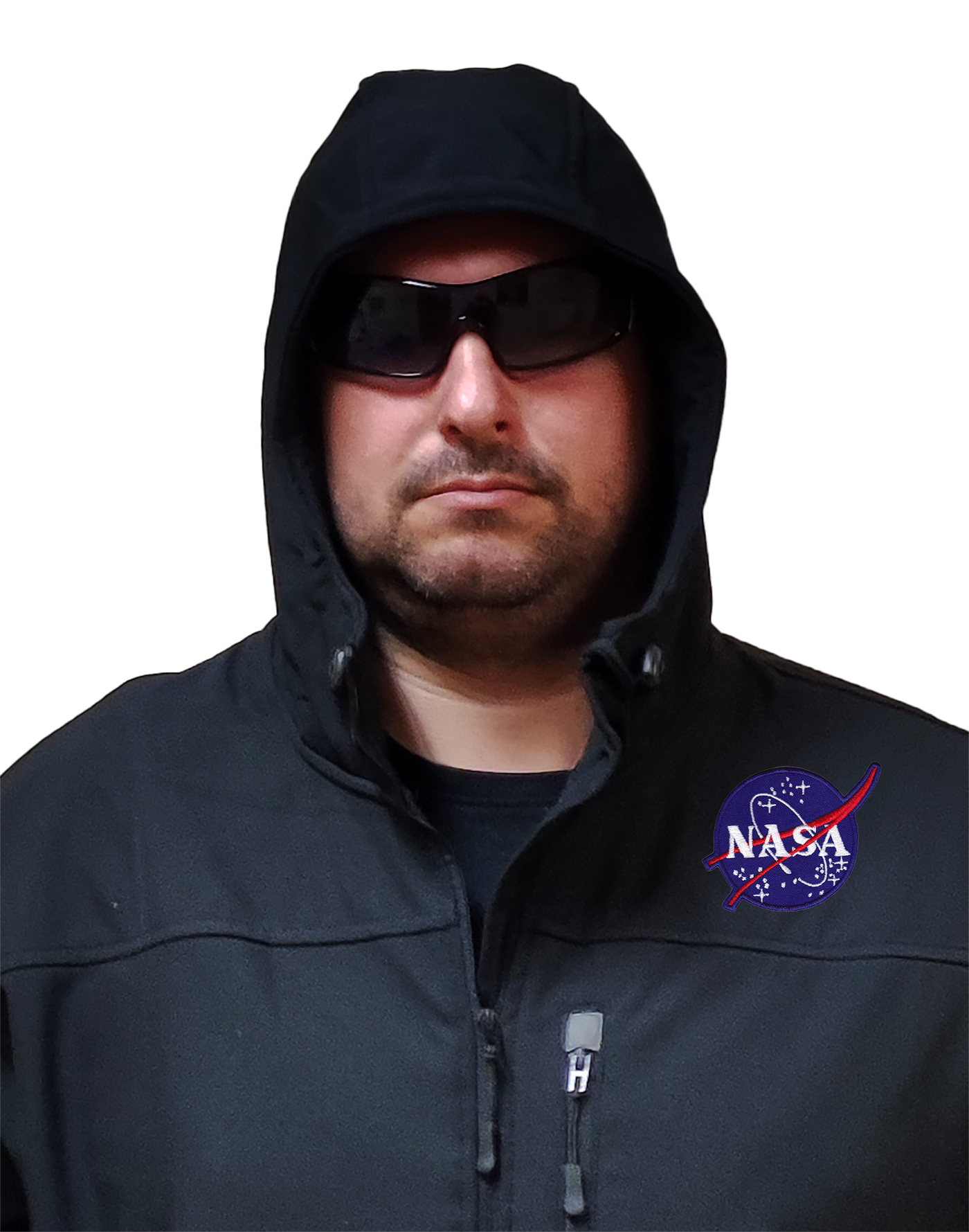 4XL Nasa Velká černá softshellová bunda Kapuce Big