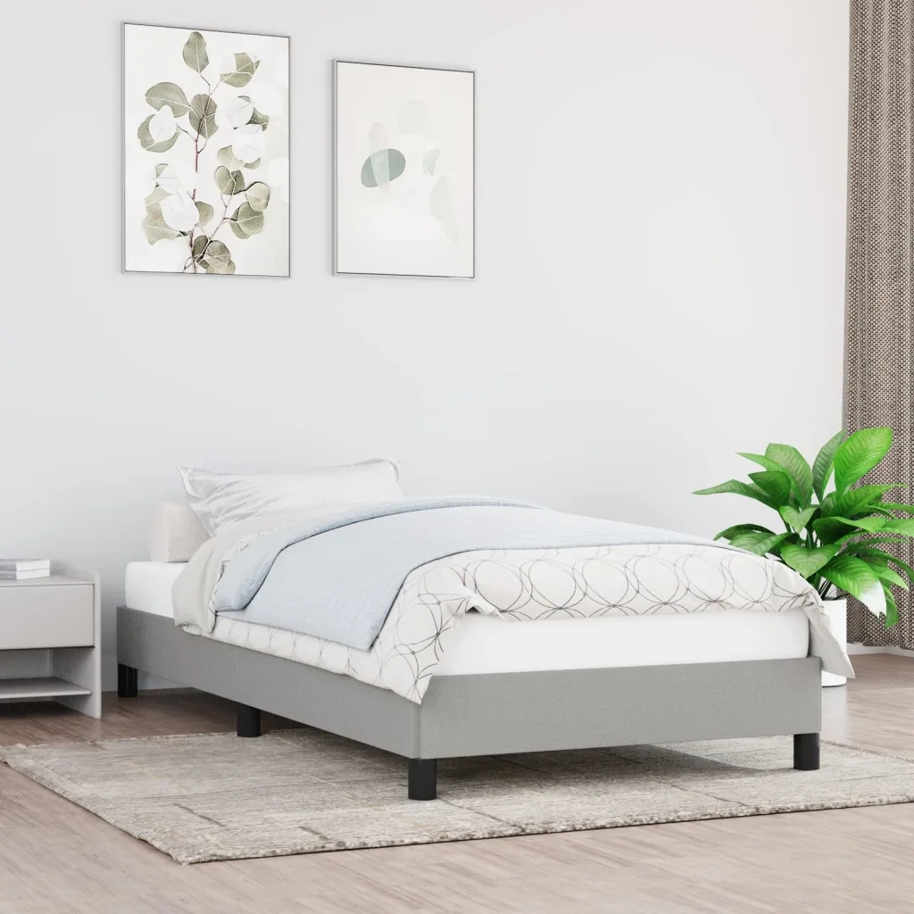 Rám postele bez matrace světle šedá 90 x 190 cm textil Šedá 346680