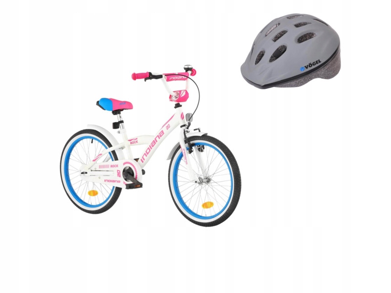 Rower dziecięcy Indiana Rock Girl 20 cali Biały Kask (rozmiar M)