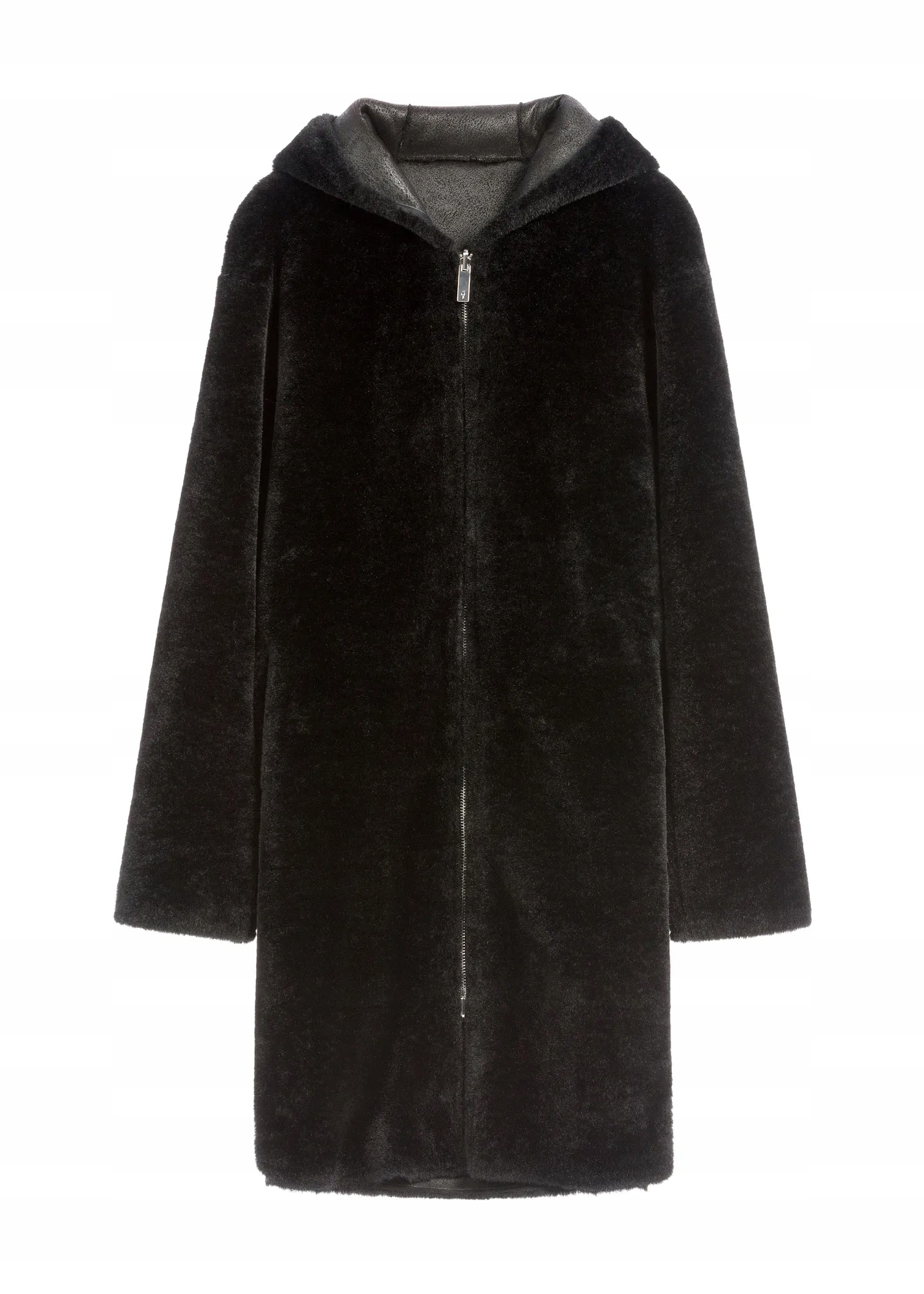 Ochnik Černý dámský kožešina s kapucí FUTDP-0073-99(Z25) M