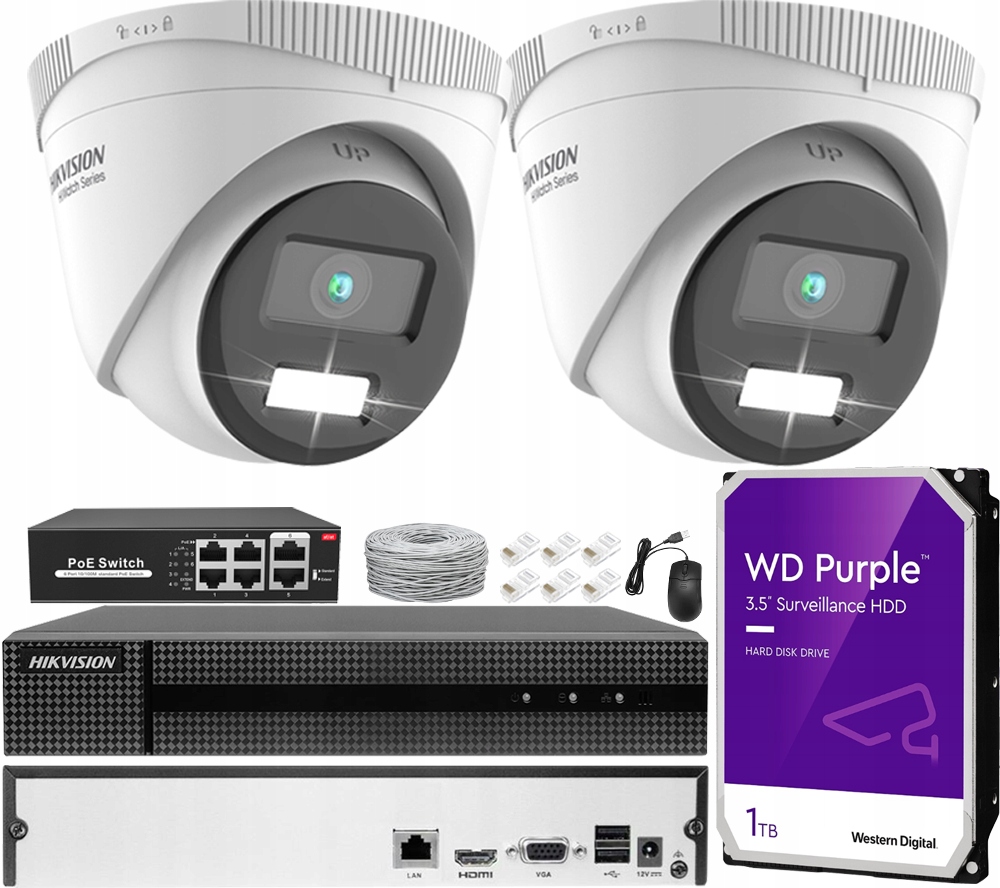 Ip monitorovací sada pro 2 kamery 4Mpx Barva Noc Led Nahrávač Disk Apka