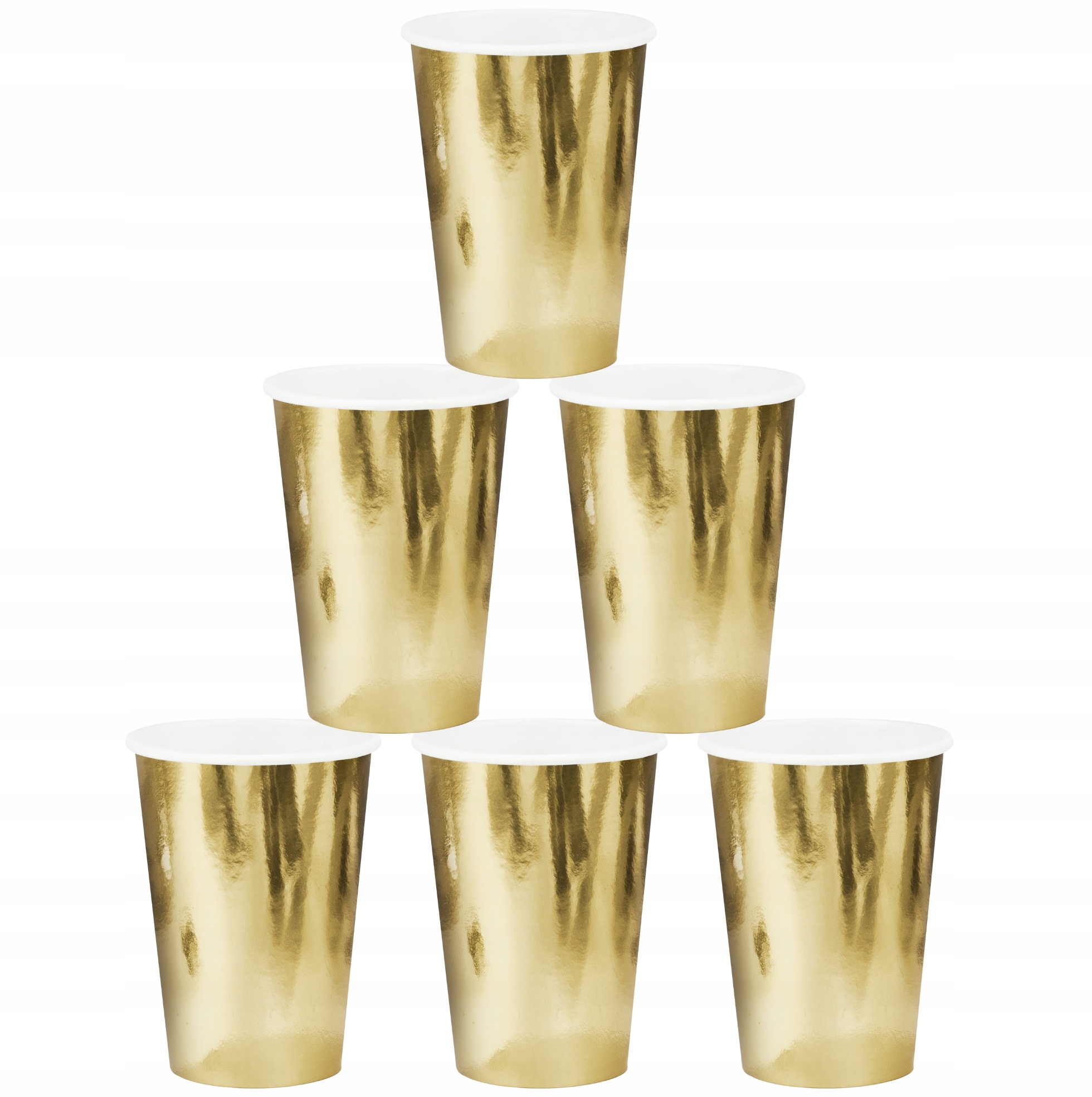 TALERZYKI PAPIEROWE + KUBECZKI URODZINY ZŁOTE GOLD 18cm 6+6 Marka Party Deco