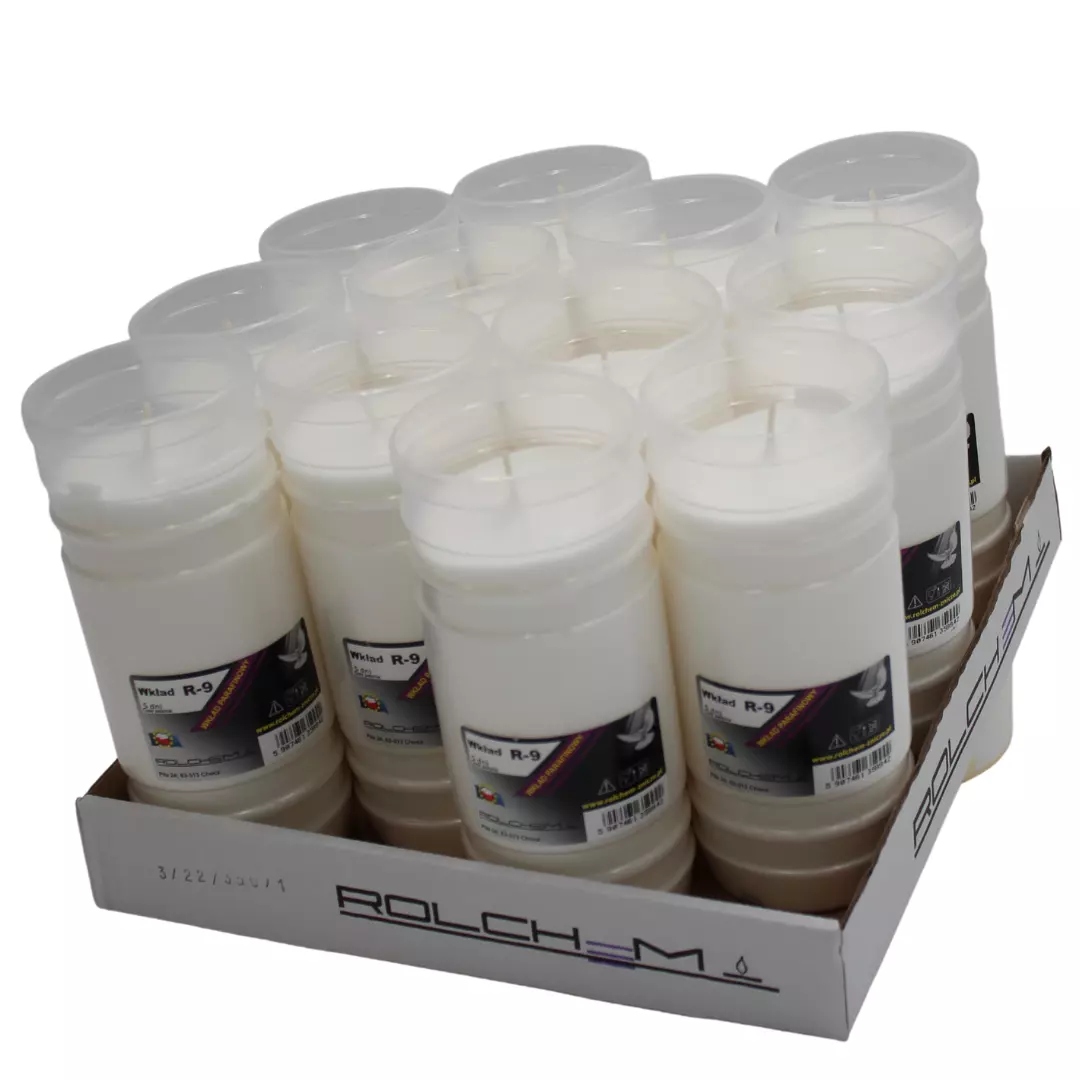 Parafínové vložky do hřbitovních svíček Rol-chem 18 cm 12 kusů 6 dní 144h R9