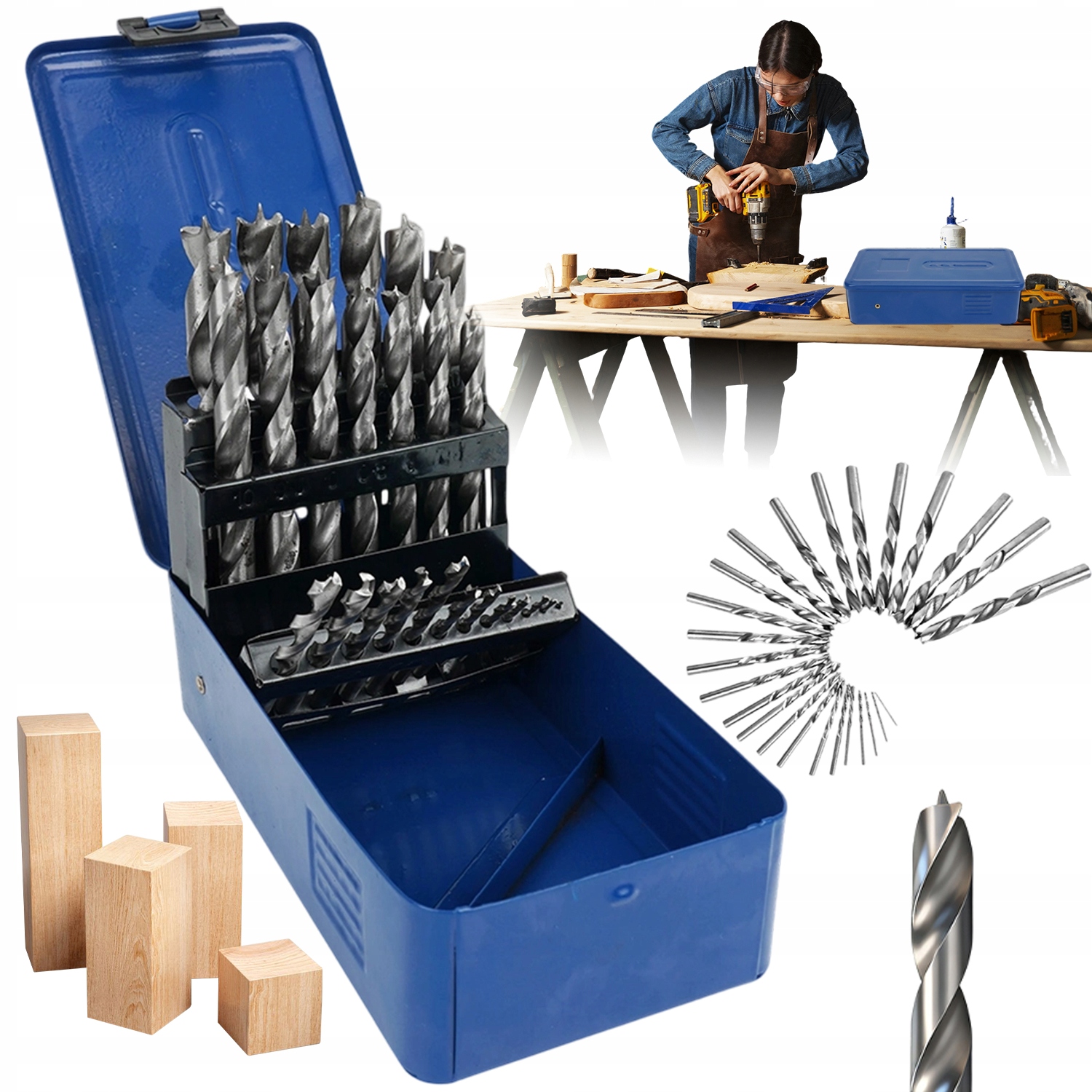 Vrtáky Do Dřeva Hss G, Sada 25 Dílů V Kovové Krabičce