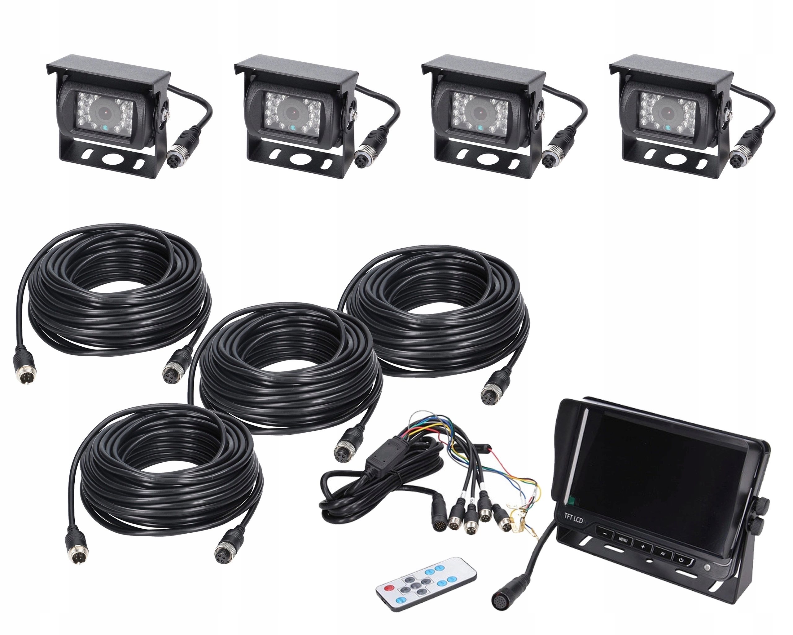 Sada pro monitorování vozidla Ahd 7 palců 4 kamery