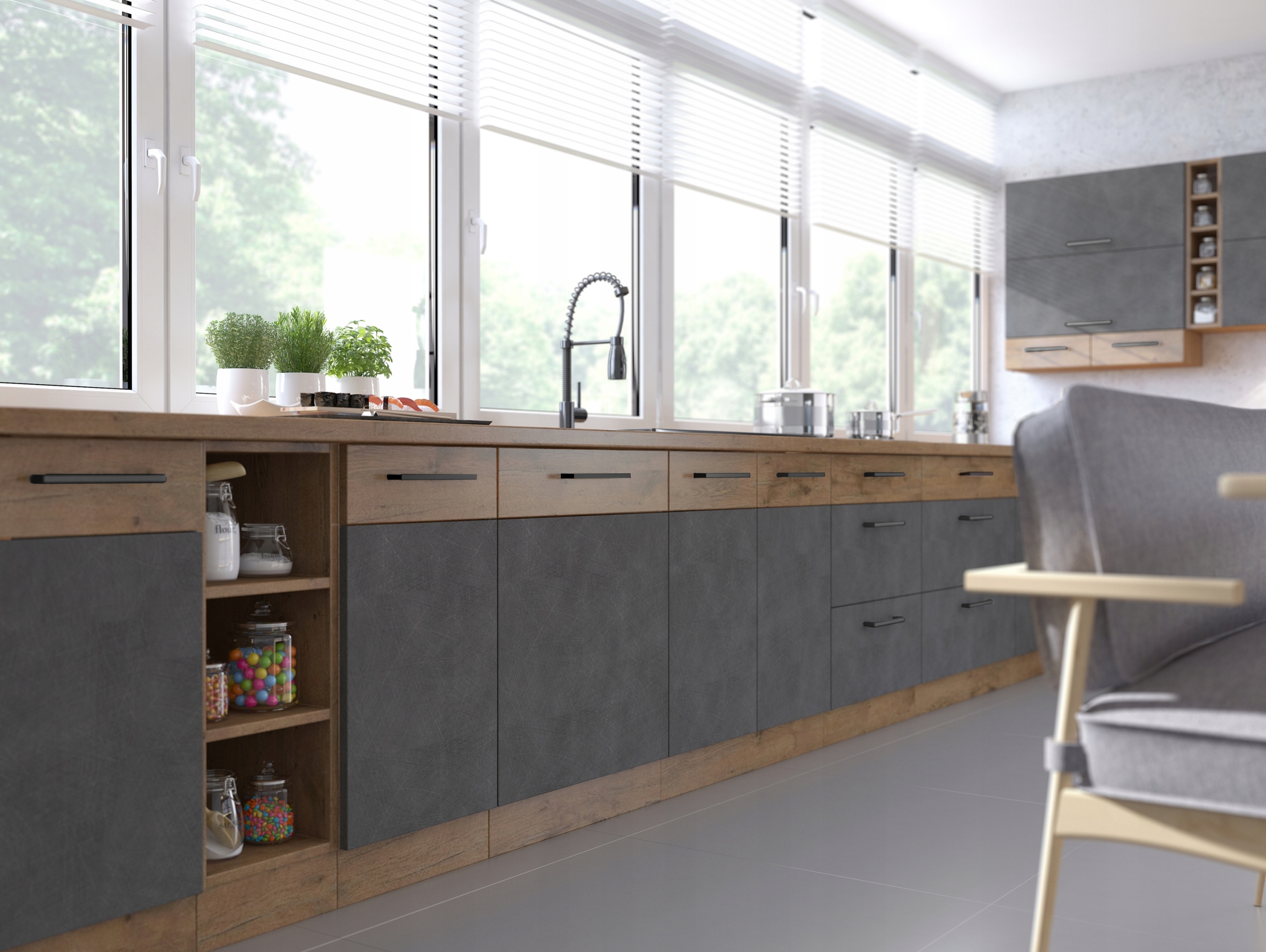 Szafka kuchenna Ovido GRAFIT 60 cm *Pod zabudowę* Szerokość mebla 60 cm