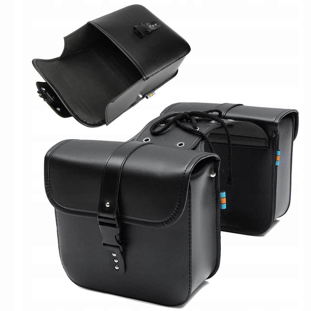 Boční Motocyklové Kožené Brašny Pu 25x12x 24 CM Černé