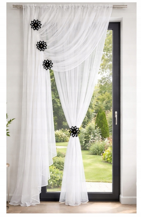 Drzwi Balkonowe gotowa firanka 220/230 Woda Bok ażurowa ozdoba