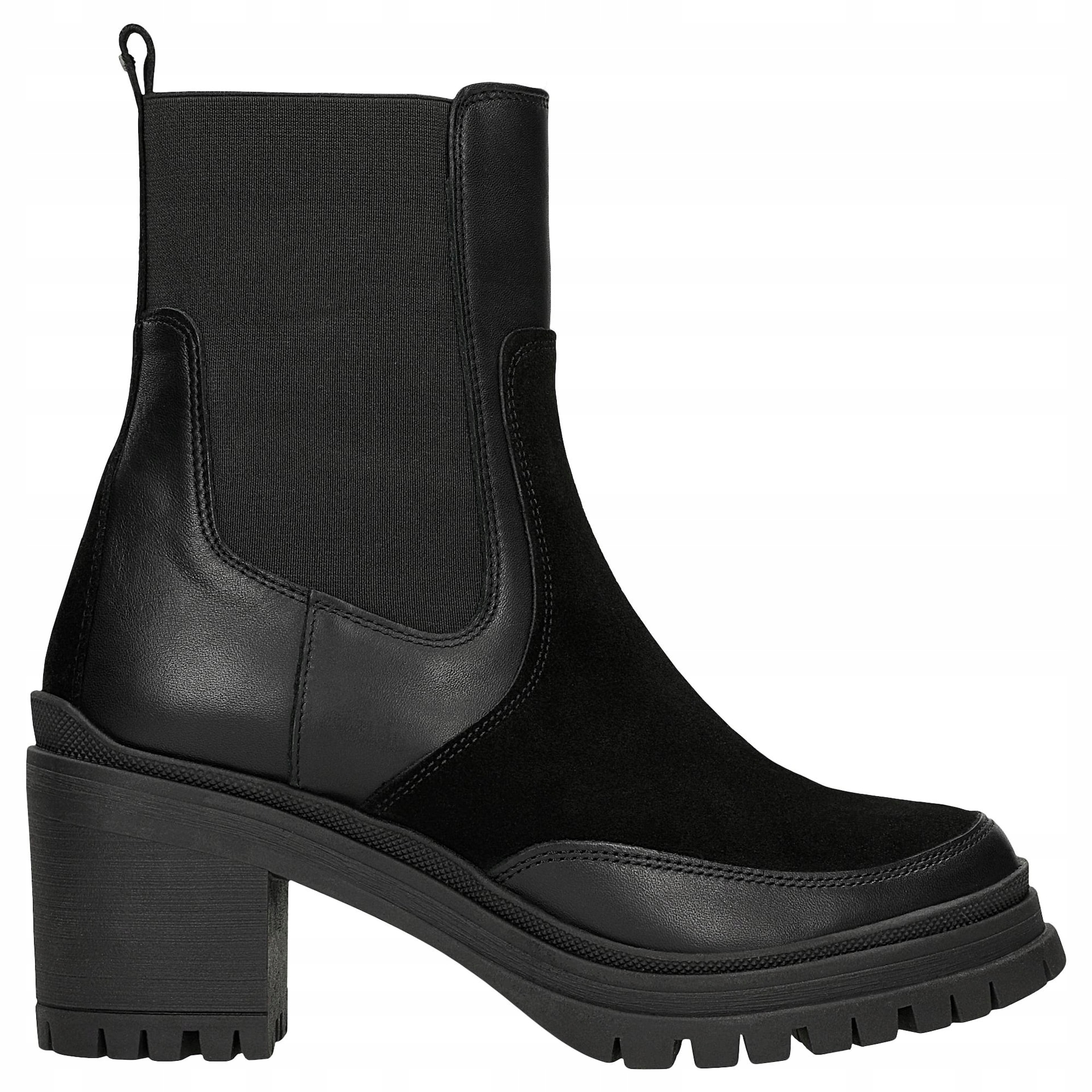 Černé dámské kotníkové boty z kombinované kůže, velikost vel.