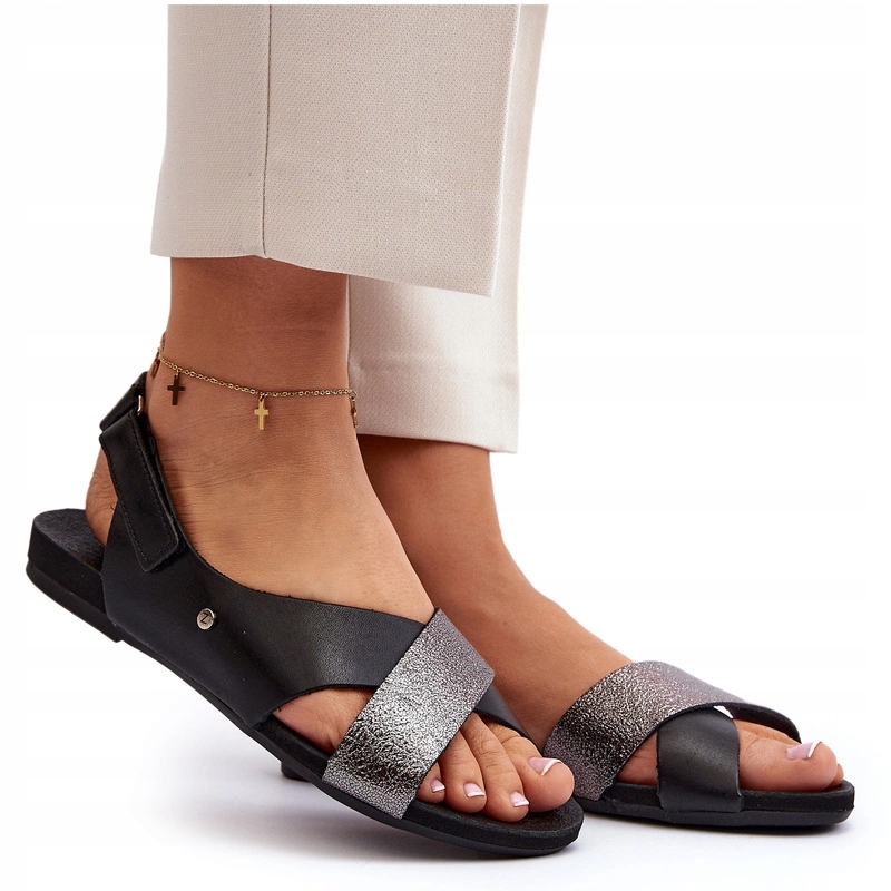 Zazoo 40141 Kožené Ploché Sandály Na Suchý Zip Čepice 39