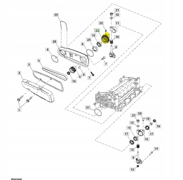 Oryginalna Obudowa łożyska wału kosiska John Deere 2400 7700 (TCU39730) Typ łożysko