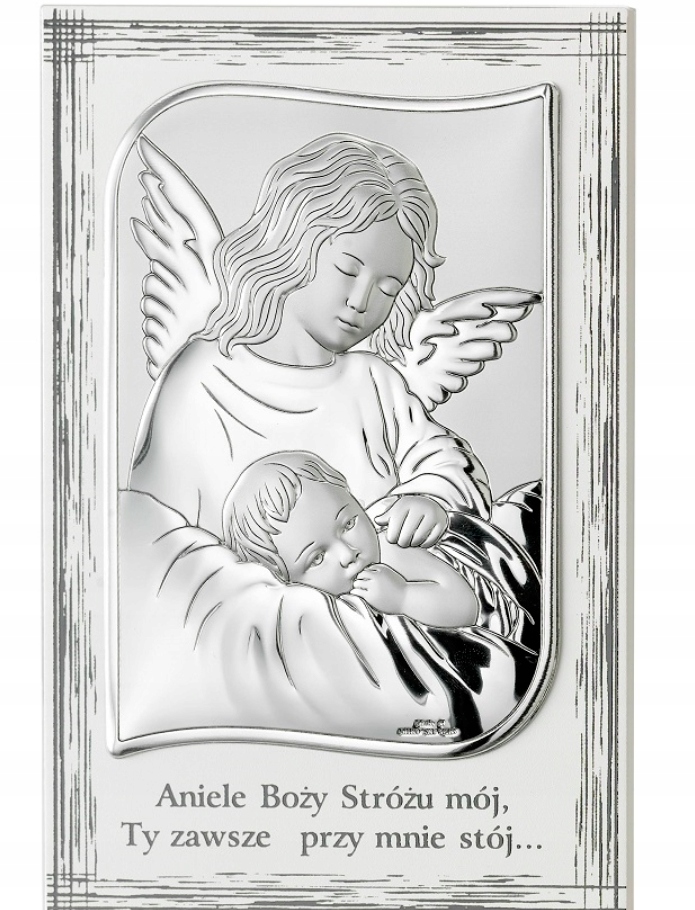 Gravírovanie Pamiatka Obraz Anjel strážny Strieborný Obraz Darček Krst Panel