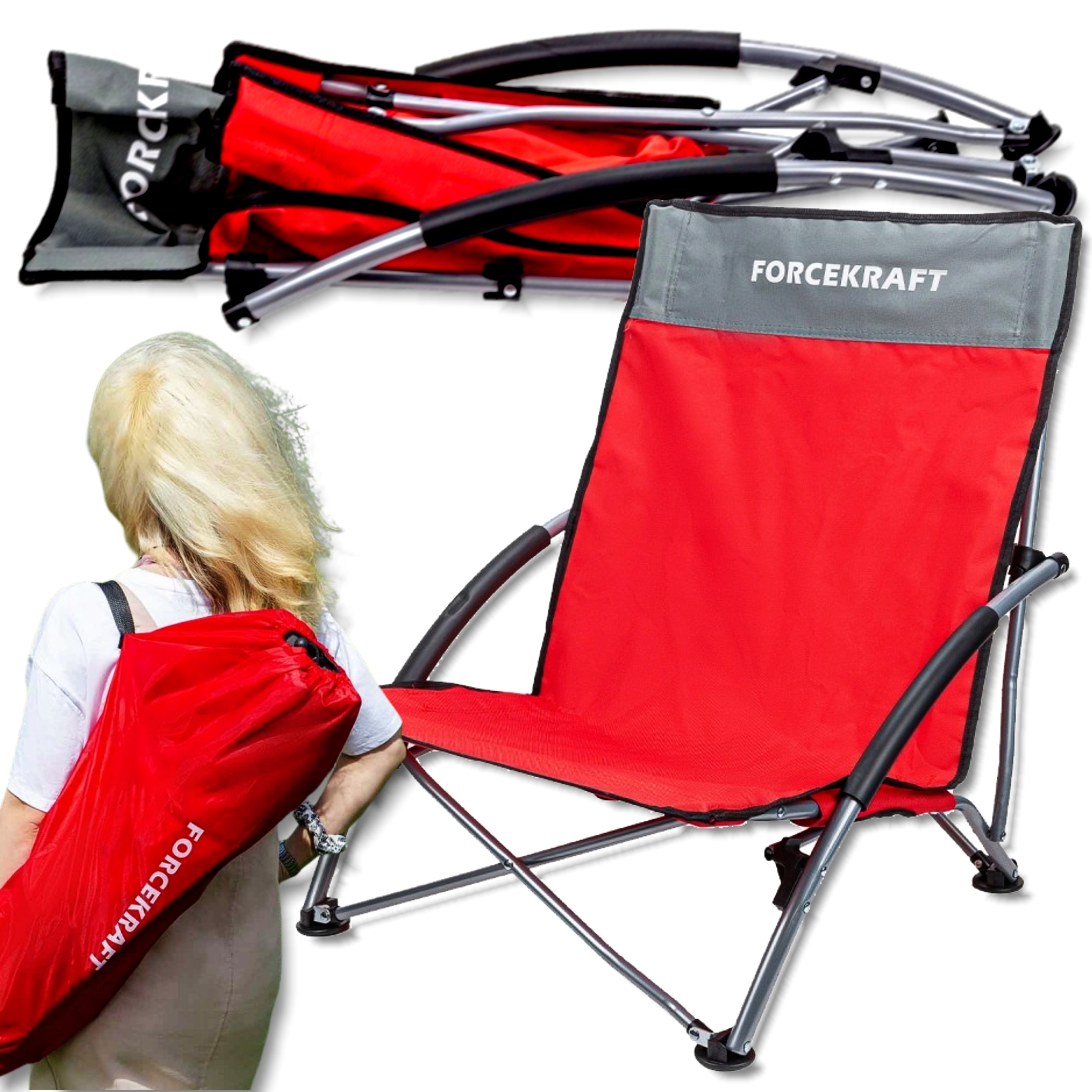 Forcekraft Krzesło turystyczne składane Fotel wędkarski z Pokrowcem