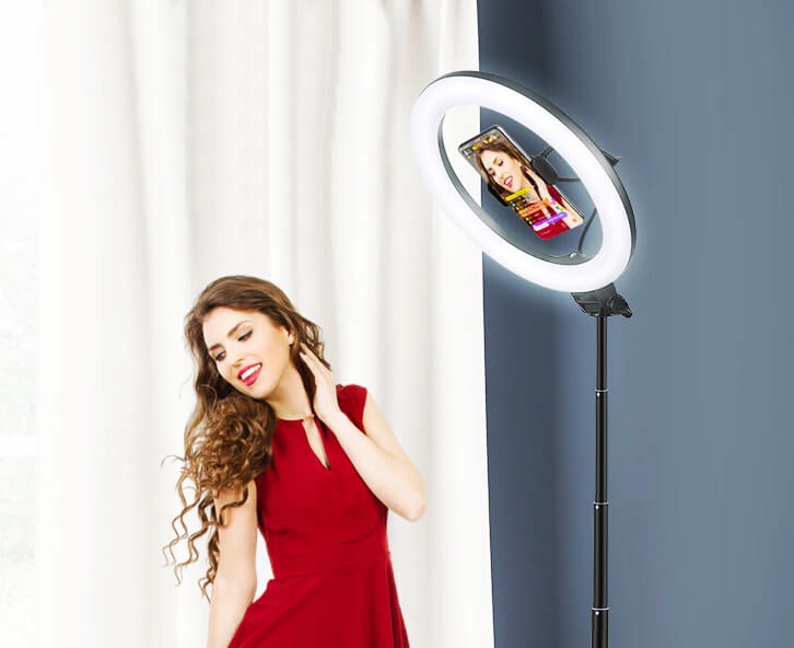 LAMPA PIERŚCIENIOWA LED RING DO FILMÓW ZDJĘĆ SELFI MAKIJAŻU ZE STATYWEM Źródło światła LED