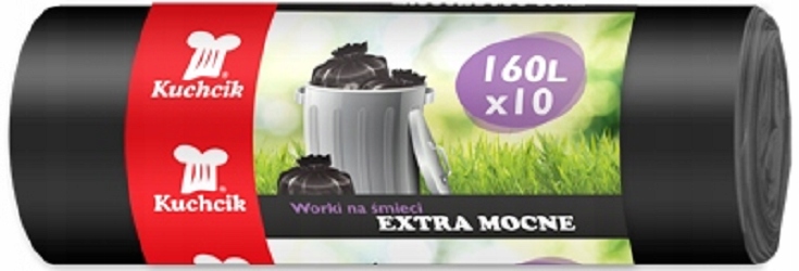 4x Kuchcik Extra silné černé pytle na odpadky 160L 20 Kusů