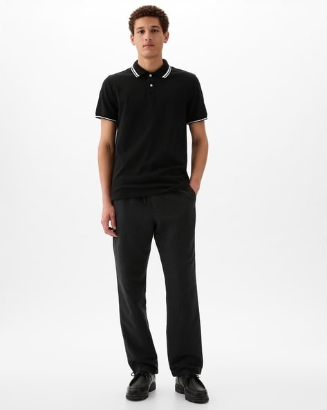 Černé kalhoty s přídavkem lnu Gap M