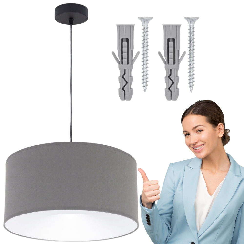 Lampa wisząca Pojedyncza Loft maxi Abażur szary