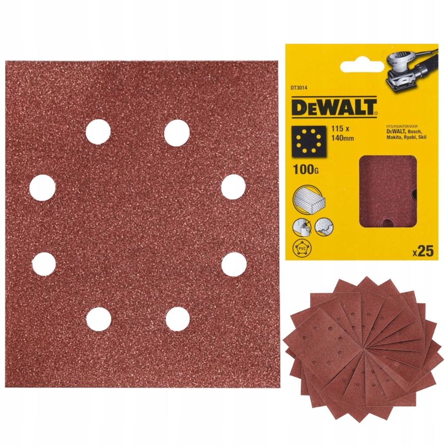 

Dewalt Arkusz ścierny 115x140mm 25szt P100 DT3014