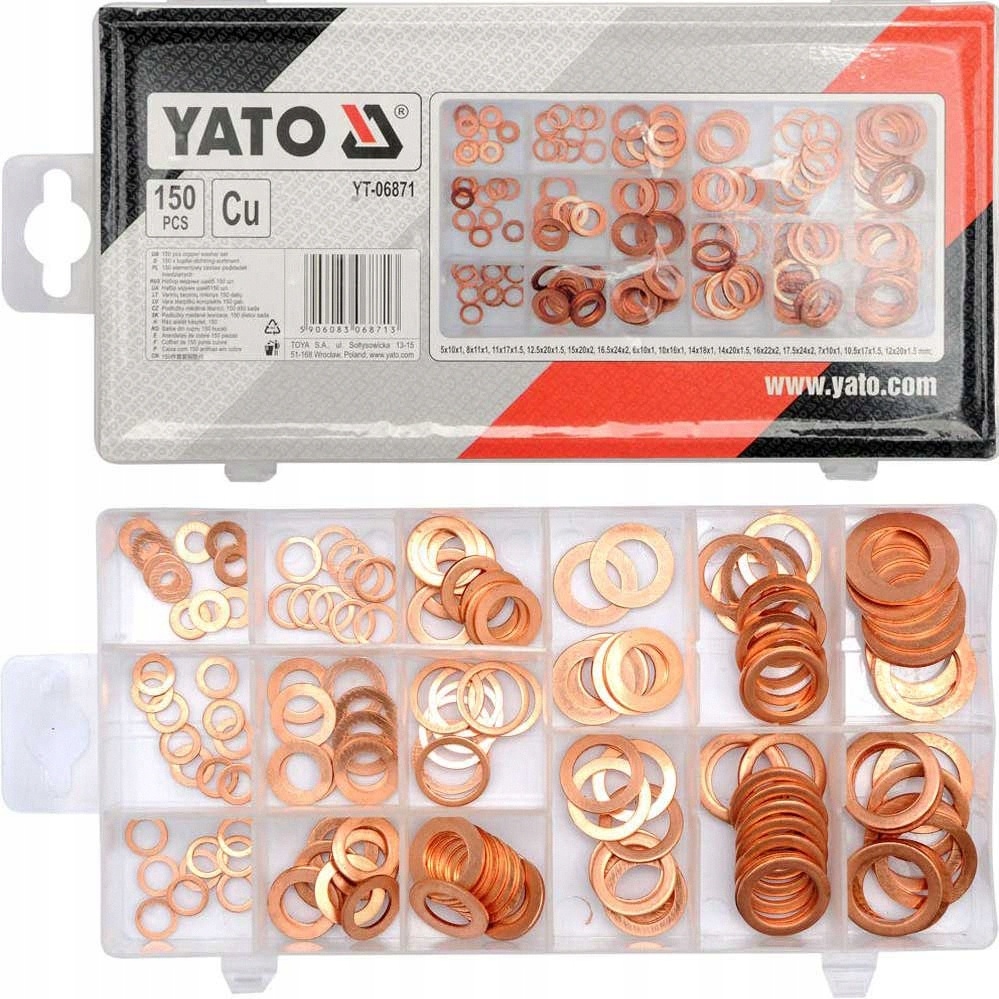 Podkładki miedziane zestaw 150 szt. Yato