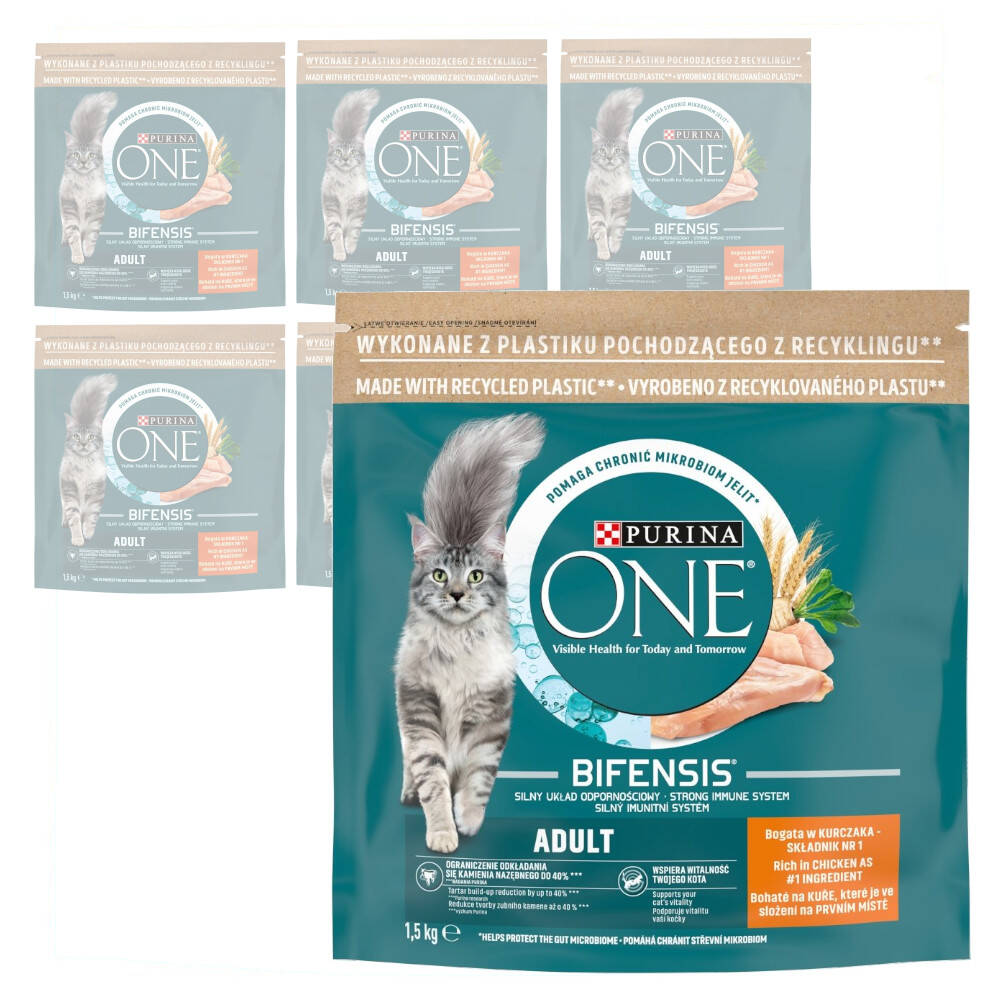 Levně Purina One Bifensis Adult 6x1,5kg suché Krmivo kočky Pro Kočky kuřecím masem