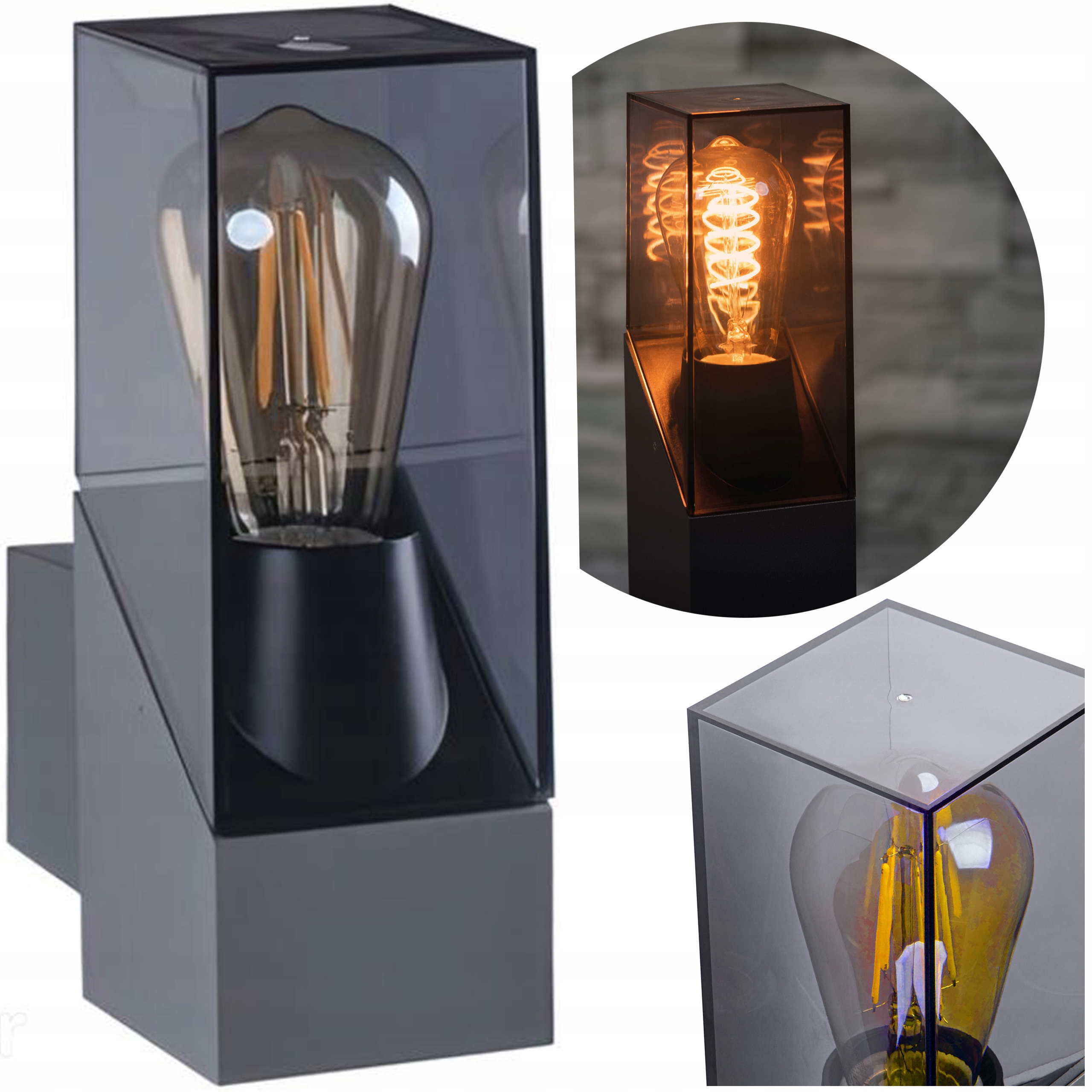 Čtvercové fasádní zahradní svítidlo pro Led žárovku, závěsná lampa, 25 cm