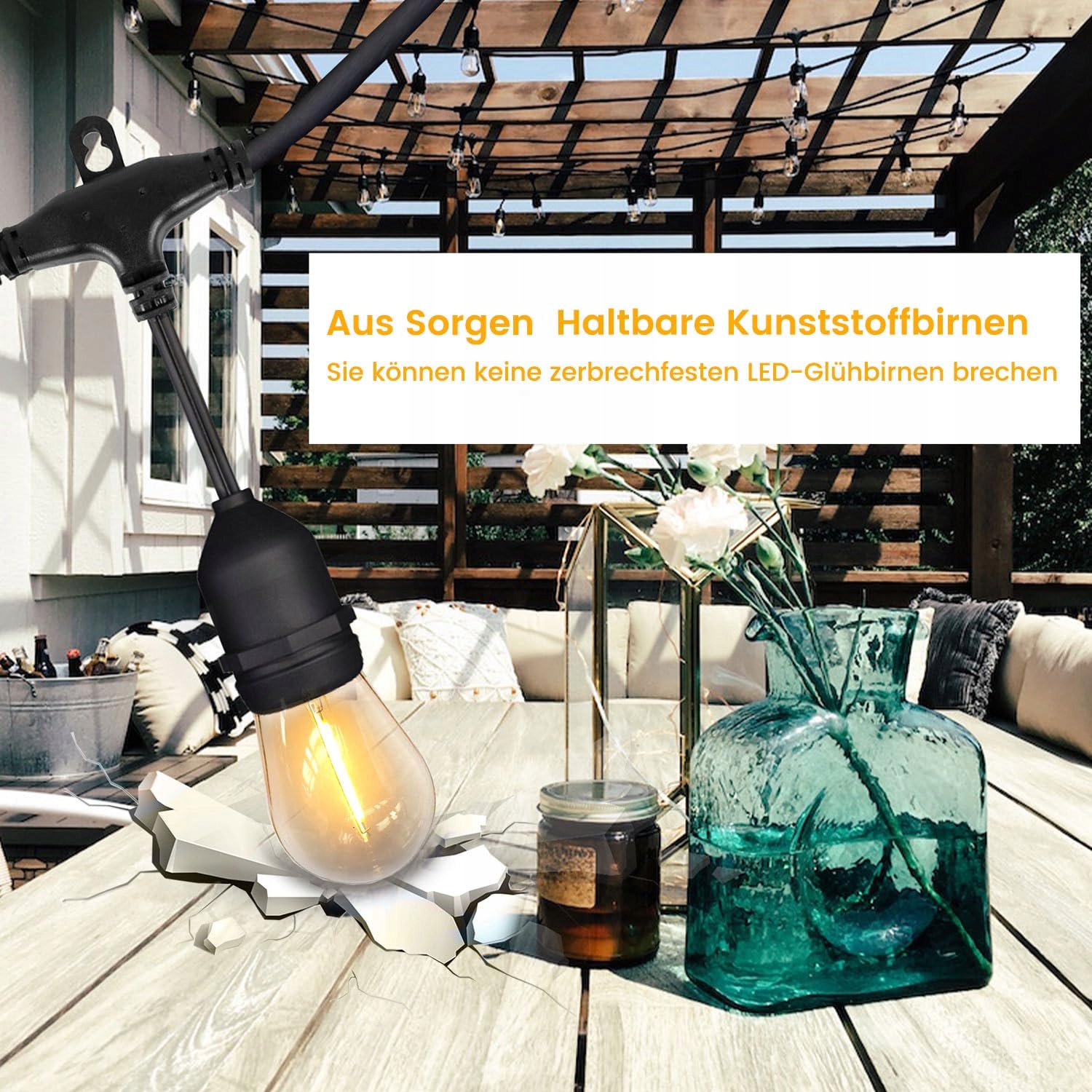 LAMPENWELT Girlanda Ogrodowa 30m IP65 32 Żarówki Edison 2200K Ogród Patio — miniatura 5