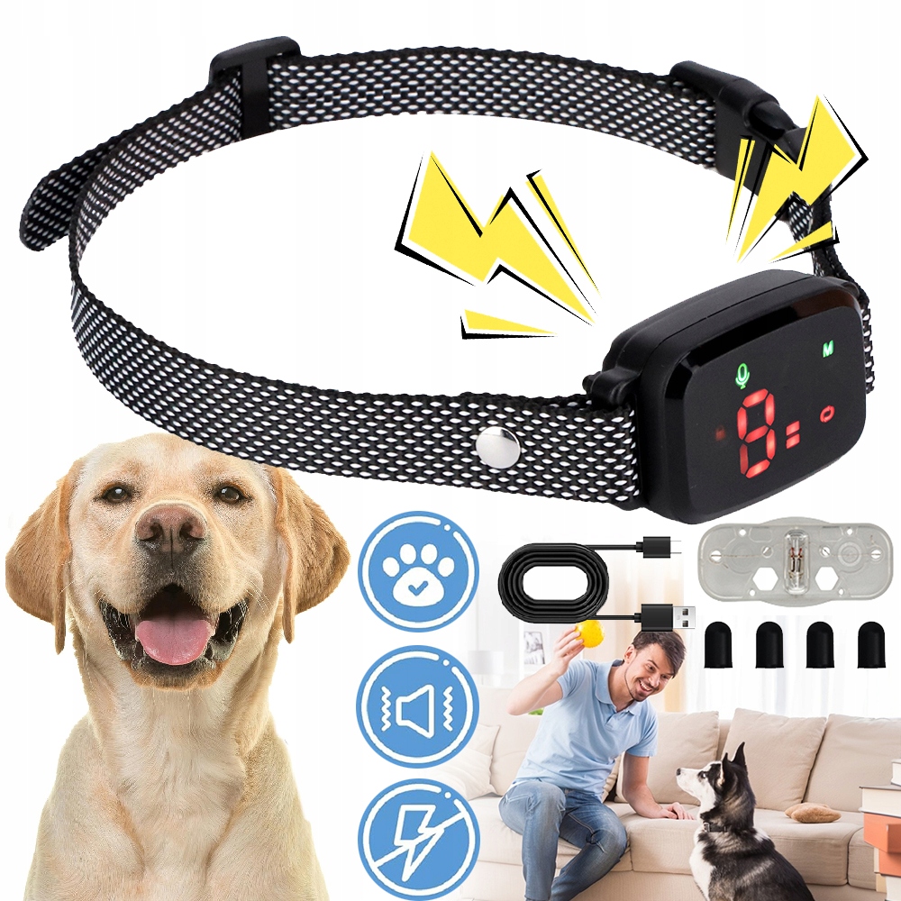 Levně Obojek Proti Štěkání Psů, Bez Úrazu Elektrickým Proudem, 8 Úrovní Citlivosti