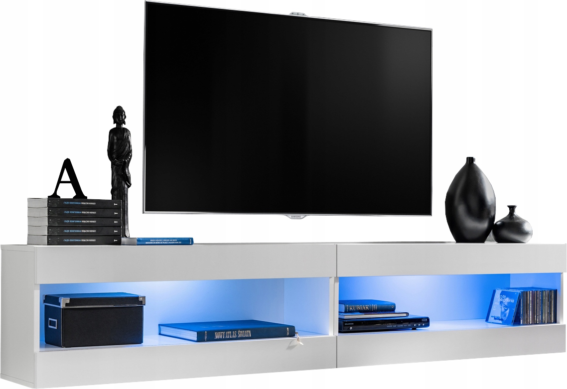 Sada nábytku Rtv Tivoli SET4 Biela/Biela, Modré Led