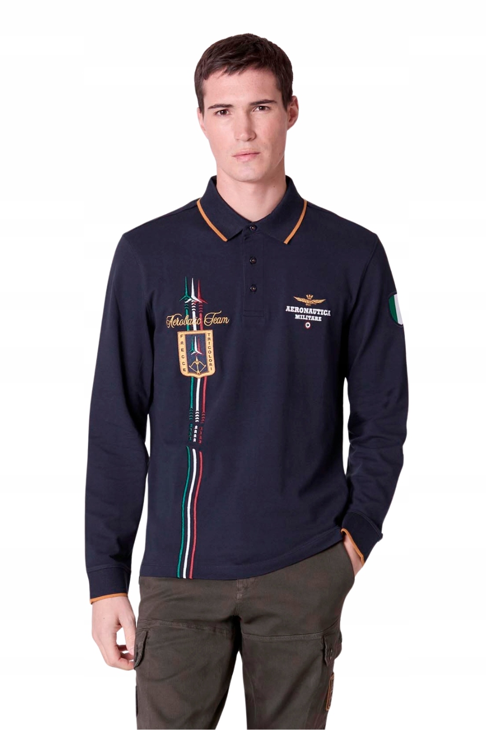 Aeronautica Militare Tmavě modrá pánská polokošile Piqué L