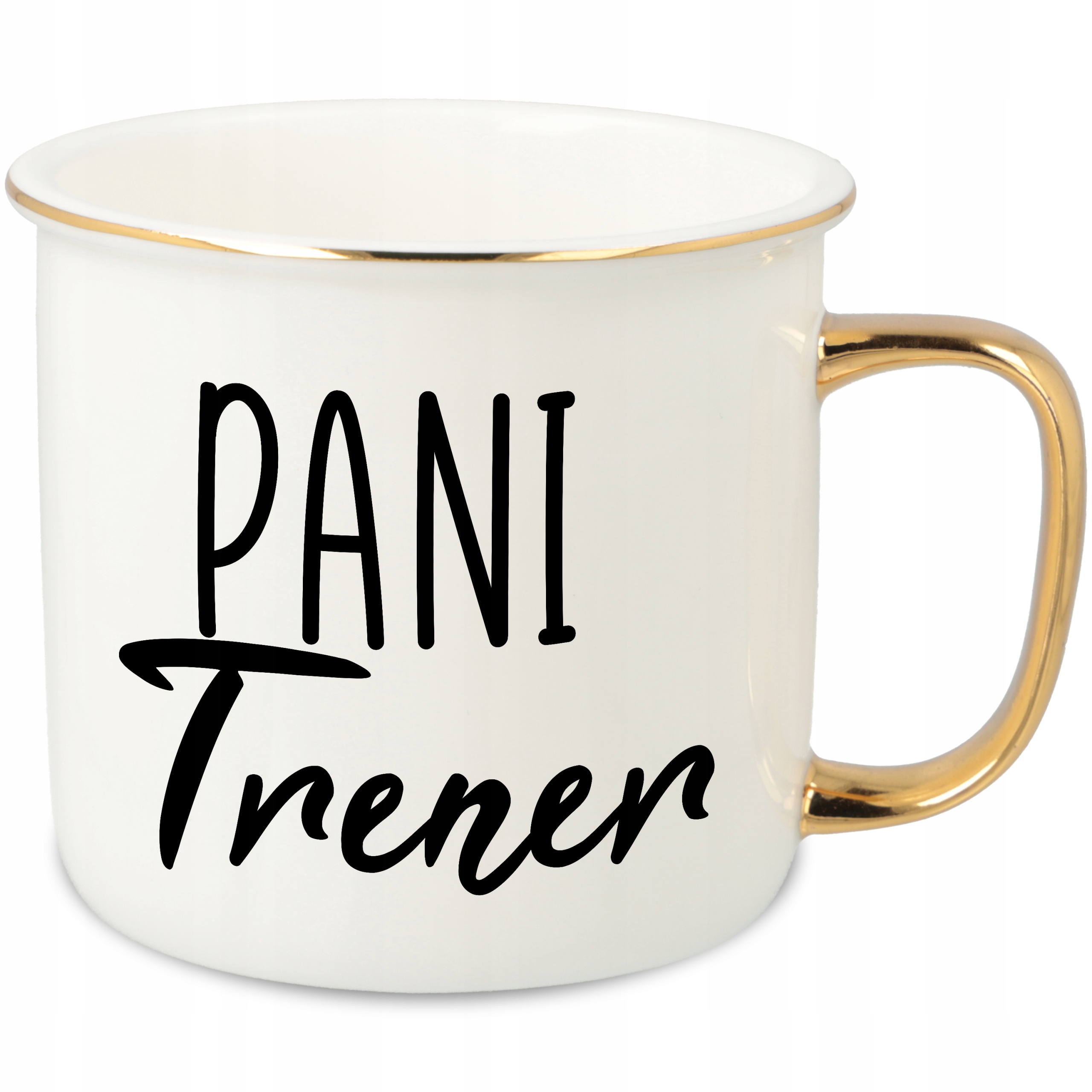 Hrnek Ucho Forma Zlatý Porcelánový Retro 280ML Dárek Pro Paní Trenérku Wz