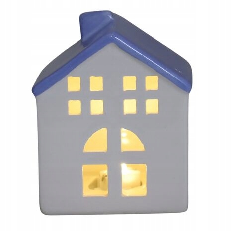 DOMEK DOM CERAMICZNY LED ŚWIECZNIK LAMPION FIGURKA CERAMICZNA NA PREZENT