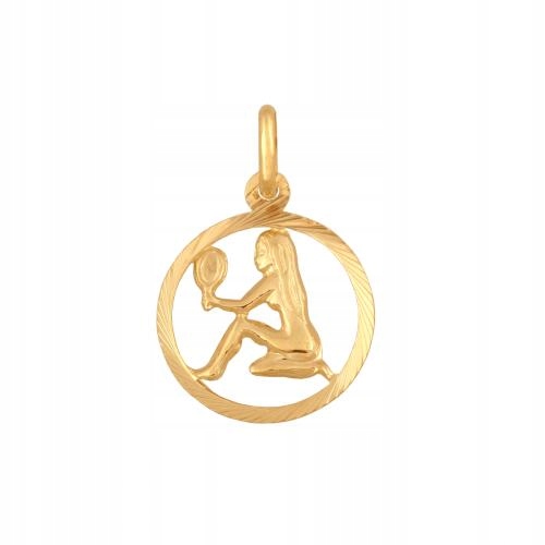 Zlatý přívěsek 585 znamení zvěrokruhu v kulatém rámečku s lesklými zářezy