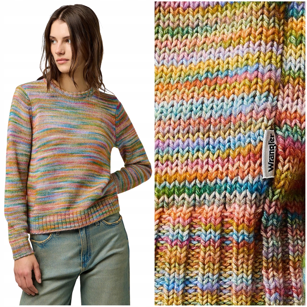 Wrangler Striped Sweater bavlněný dámský svetr pastelový melír L