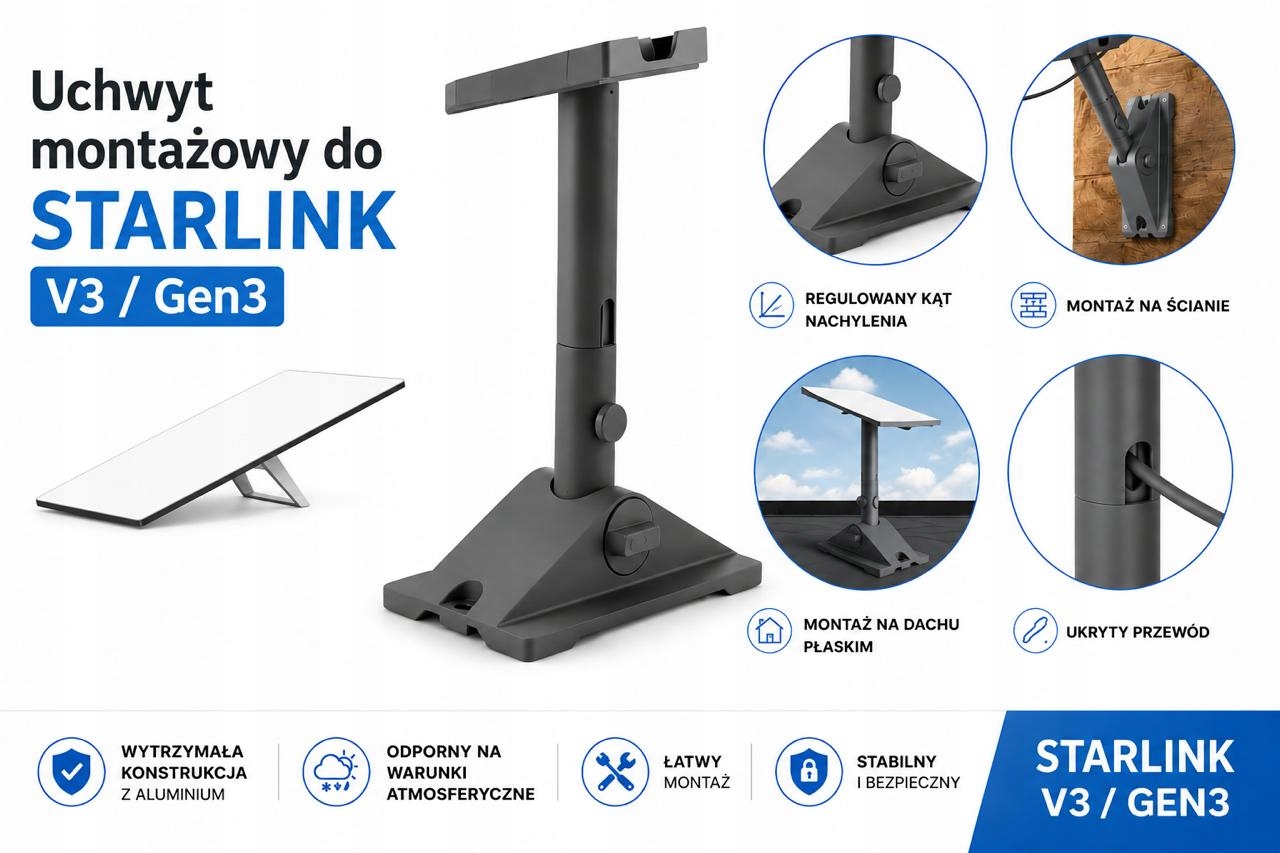 Regulovateľný montážny držiak pre Starlink V3 Gen3 – pevné upevnenie antény