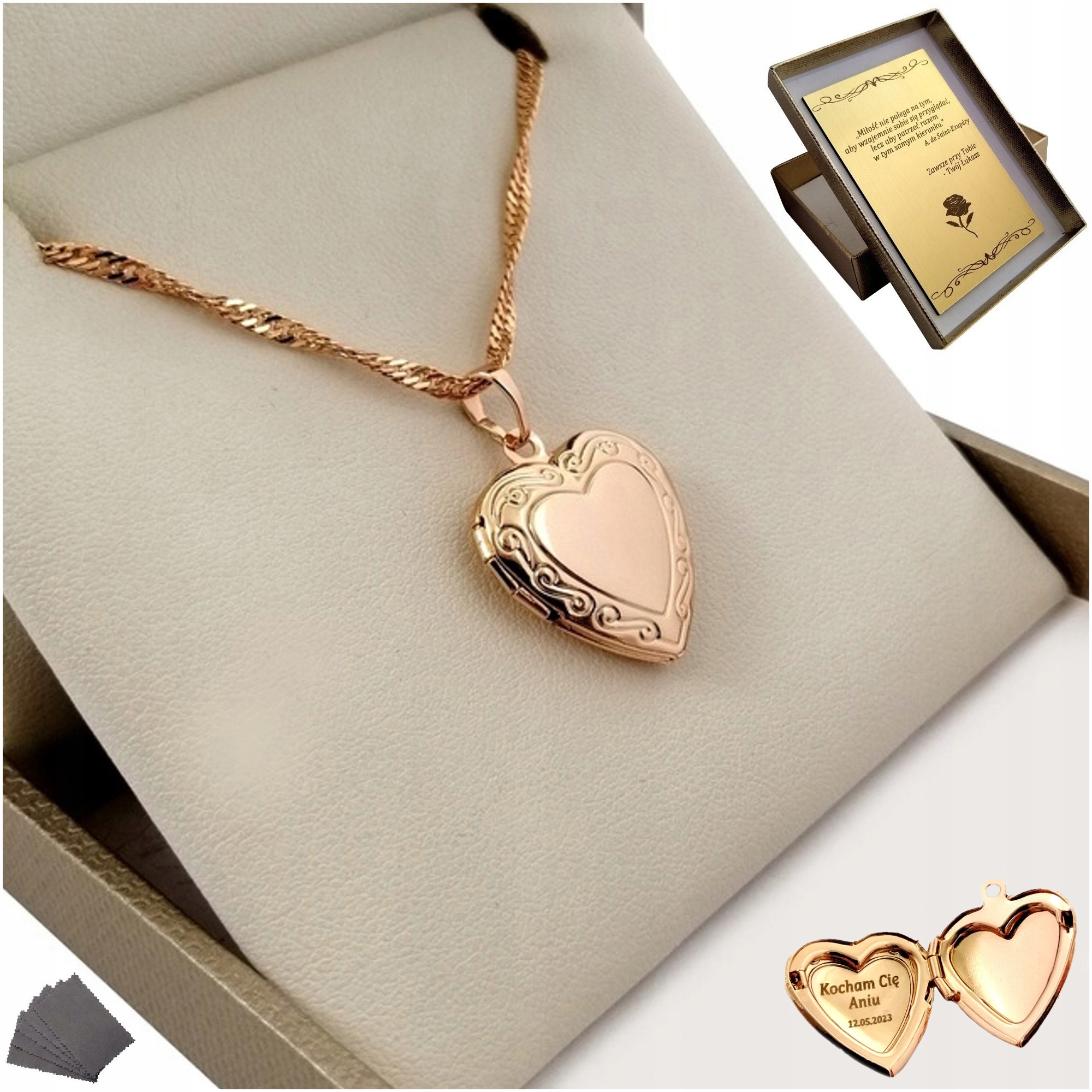 ZŁOTY ŁAŃCUSZEK SINGAPUR+SERDUSZKO NA ZDJĘCIE 18K