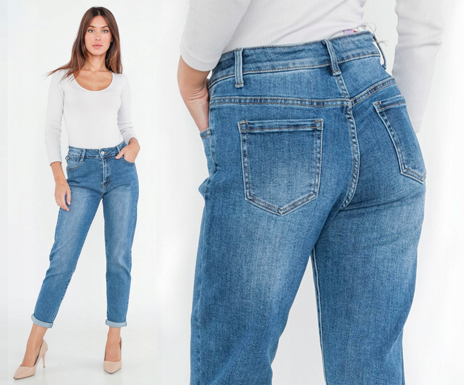M.sara Dámské Džíny Mom Fit, Volné Nohavice, Moderní