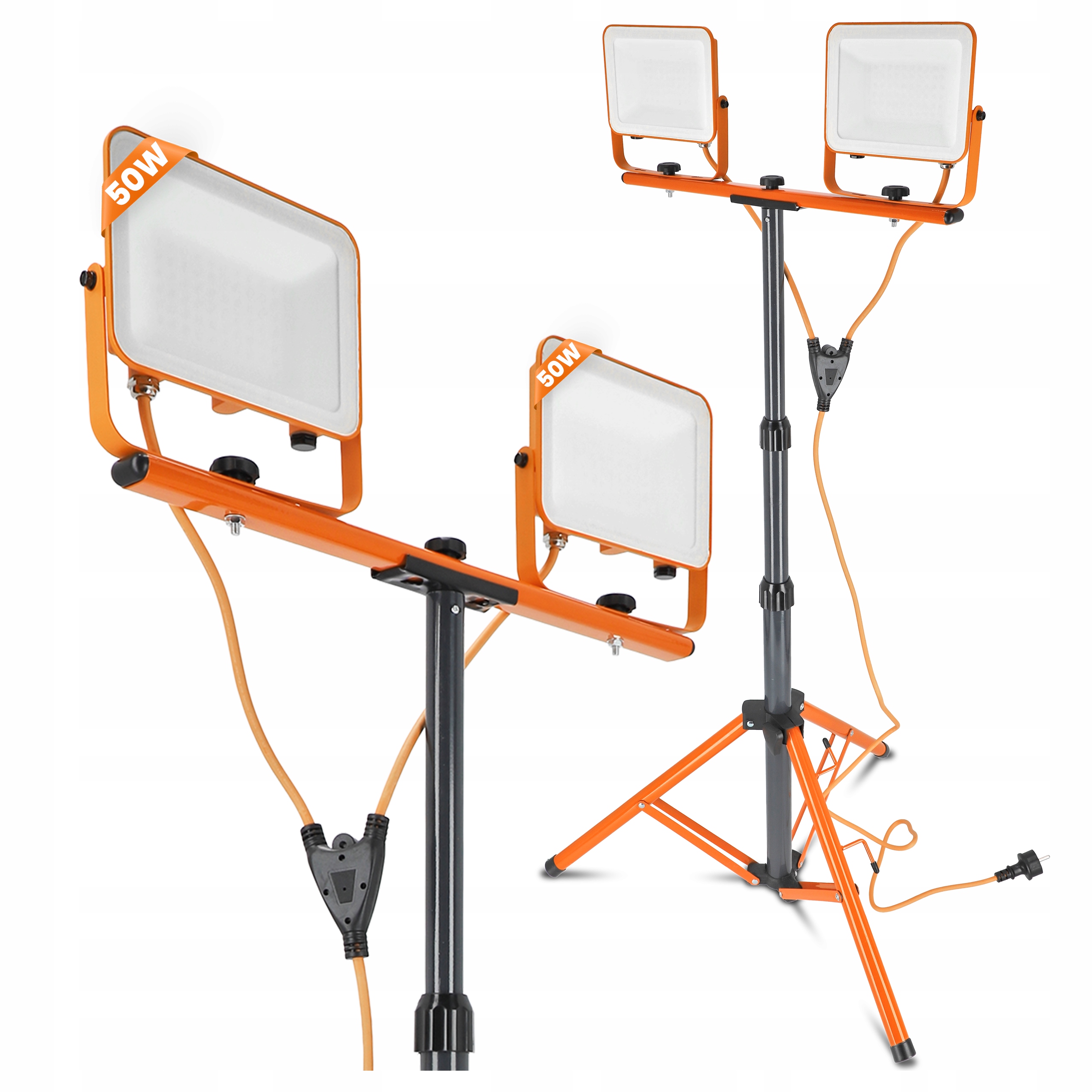 Halogenový Led stativ Stavební zářič 2x 50W 11000lm Lampa Stojanová sada