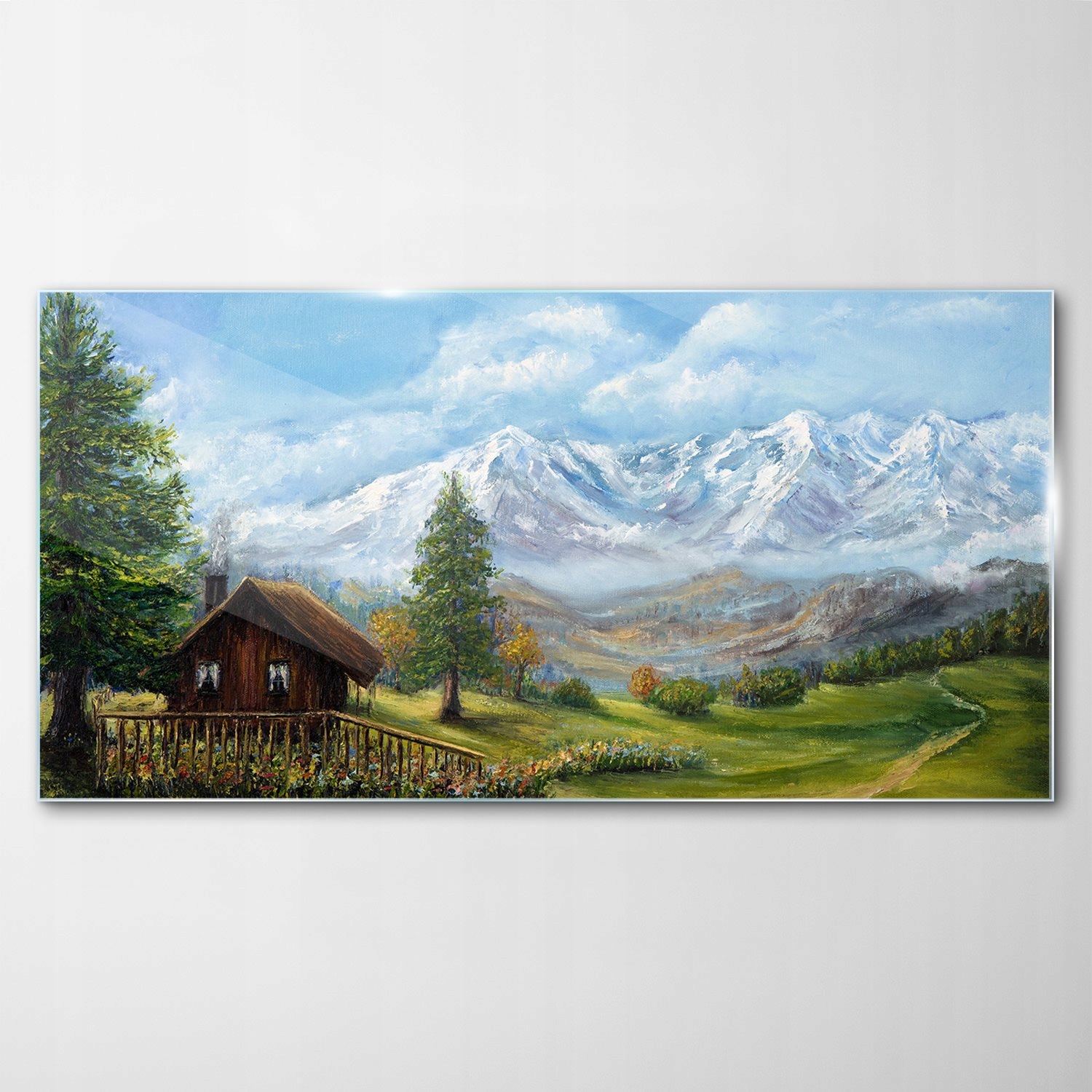 

Obraz Szklany Dekor Góry Łąka Krajobraz Dom 120x60