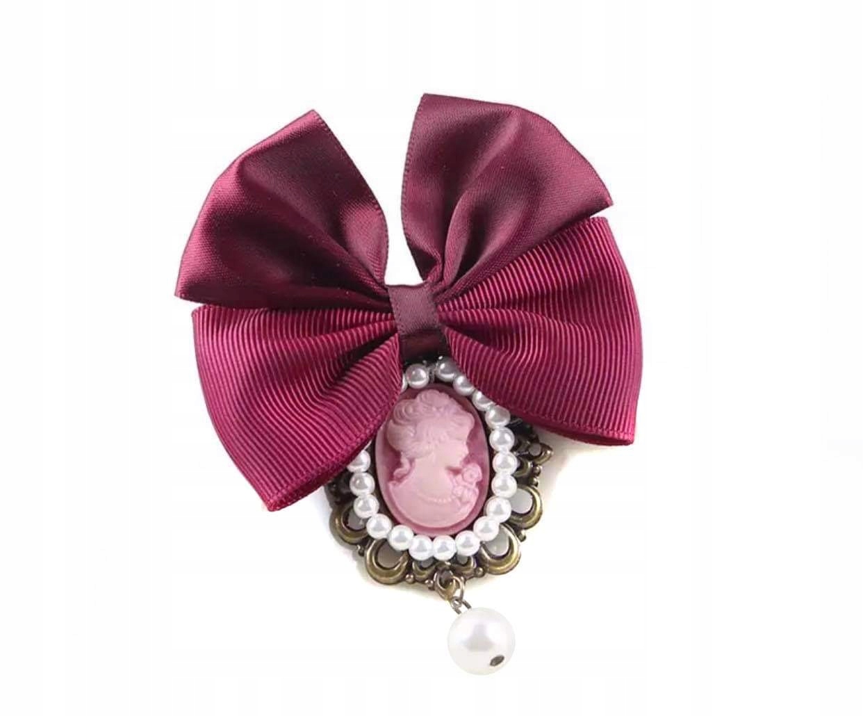 

Broszka Kamea Kokardka Stare Złoto Perły Złota Bow