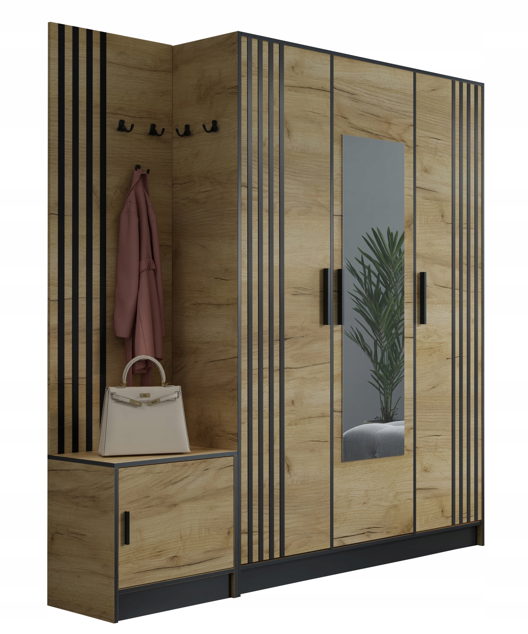 Šatní skříň Dior Lamel Plus 14 s lamelovým sedákem